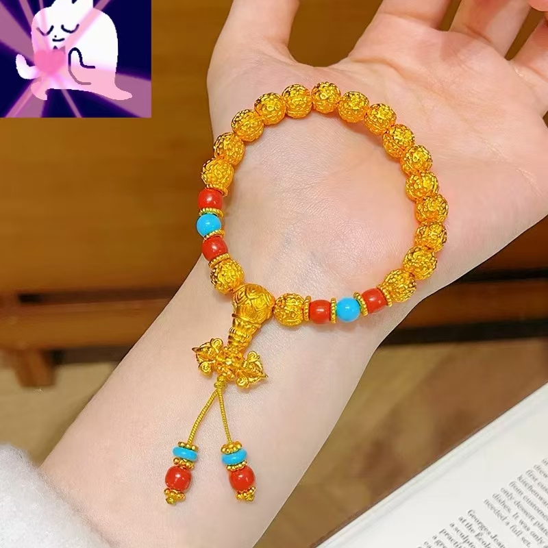 铜合金琉璃手链 铜合金手链   新款核桃葫芦金刚杵手链气质轻奢