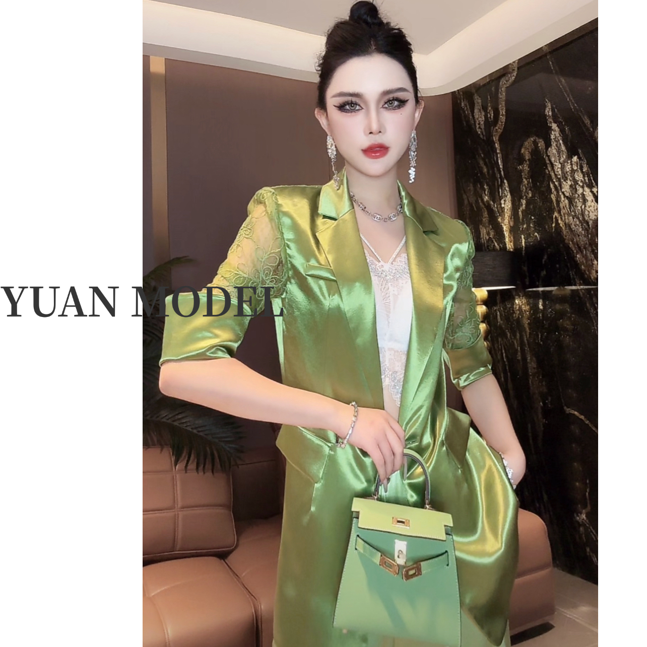 【YUAN MODEL】媛老板-2025夏季时装蕾丝高端气质西装外套041986