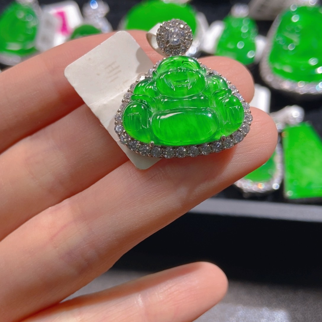 翡翠吊坠(不含链)银S925镶嵌