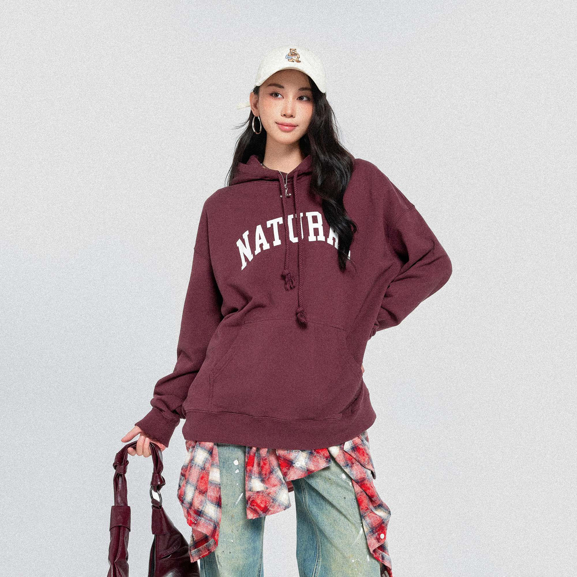 BASEMENTFG冬季印花女字母灰色短款港风卫衣女士休闲241050236023