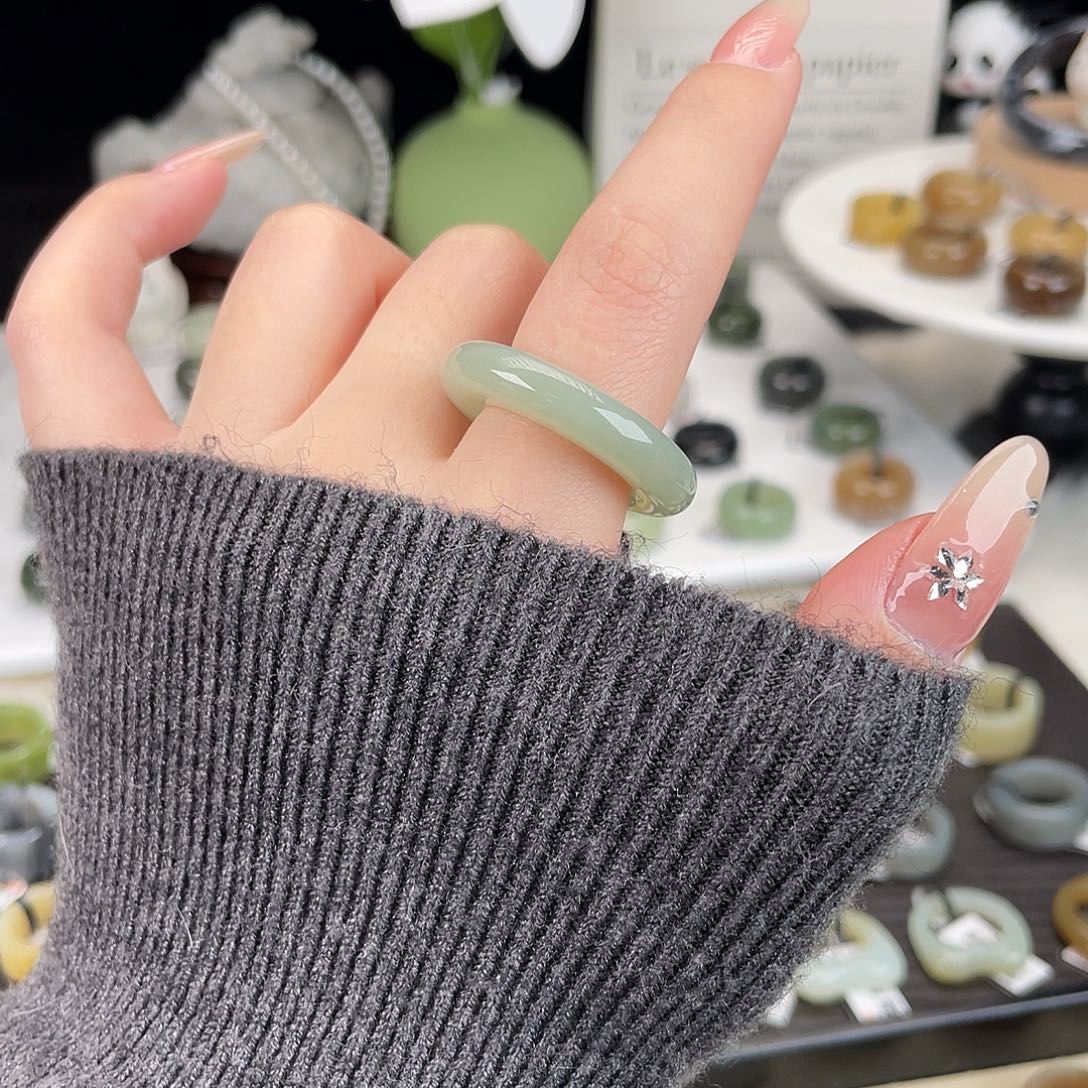 和田玉未镶嵌戒指h6且末蓝甜甜圈18.2不退换