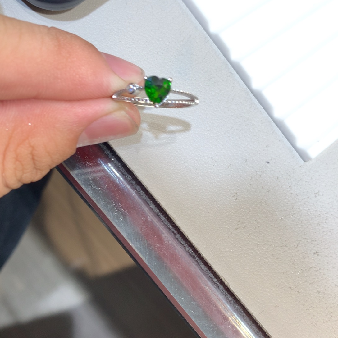 戒指透辉石银S925镶嵌戒指