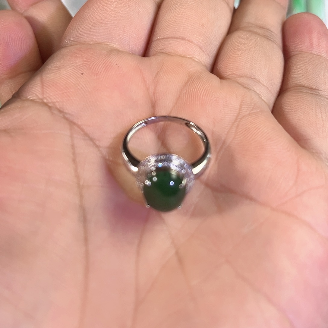 【闪购商品】翡翠戒指18K金镶嵌瑶*?天然