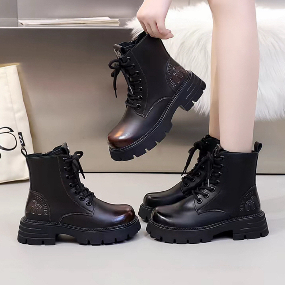 2025秋冬新款韩版马丁靴M字母洋气时尚厚底短靴868-61