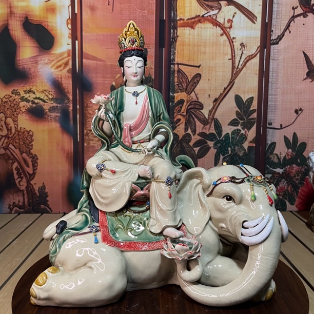 【普贤菩萨】手工陶艺石湾公仔艺术摆件·长32宽20高38厘米