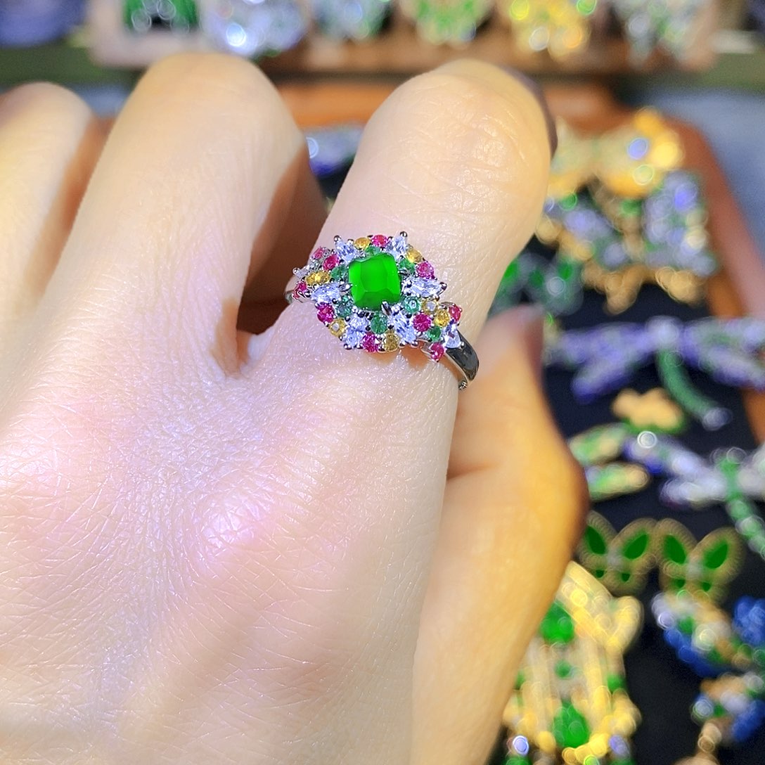 吊坠(不含链)银S925镶嵌翡翠