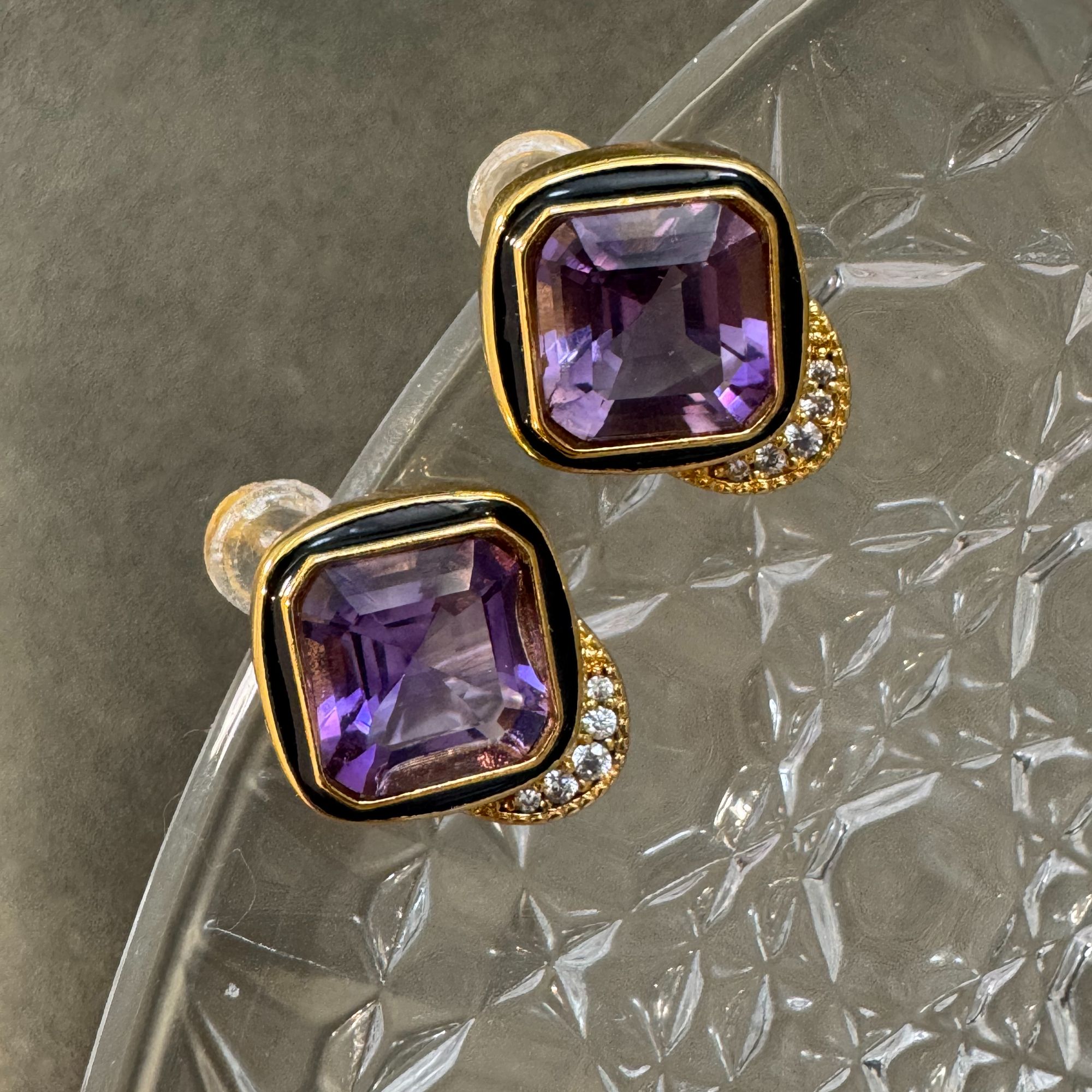 【九紫离火】高级阿斯切紫罗兰紫水晶耳钉