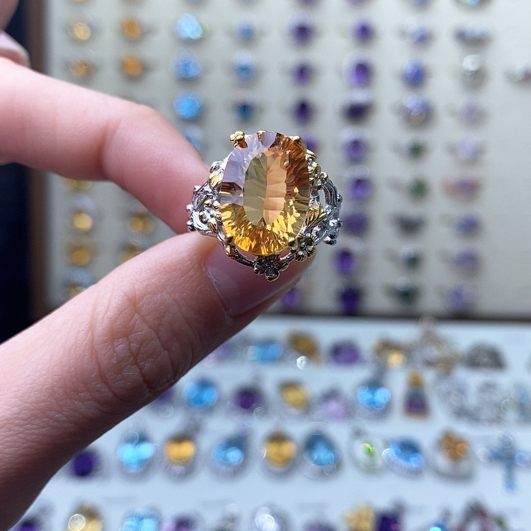 黄晶戒指银S925镶嵌（一物一证）