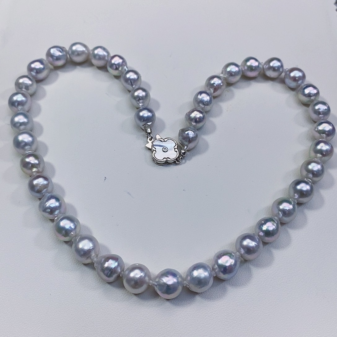 未镶嵌海水珍珠日本原装天然真多麻9-10极光巴项链