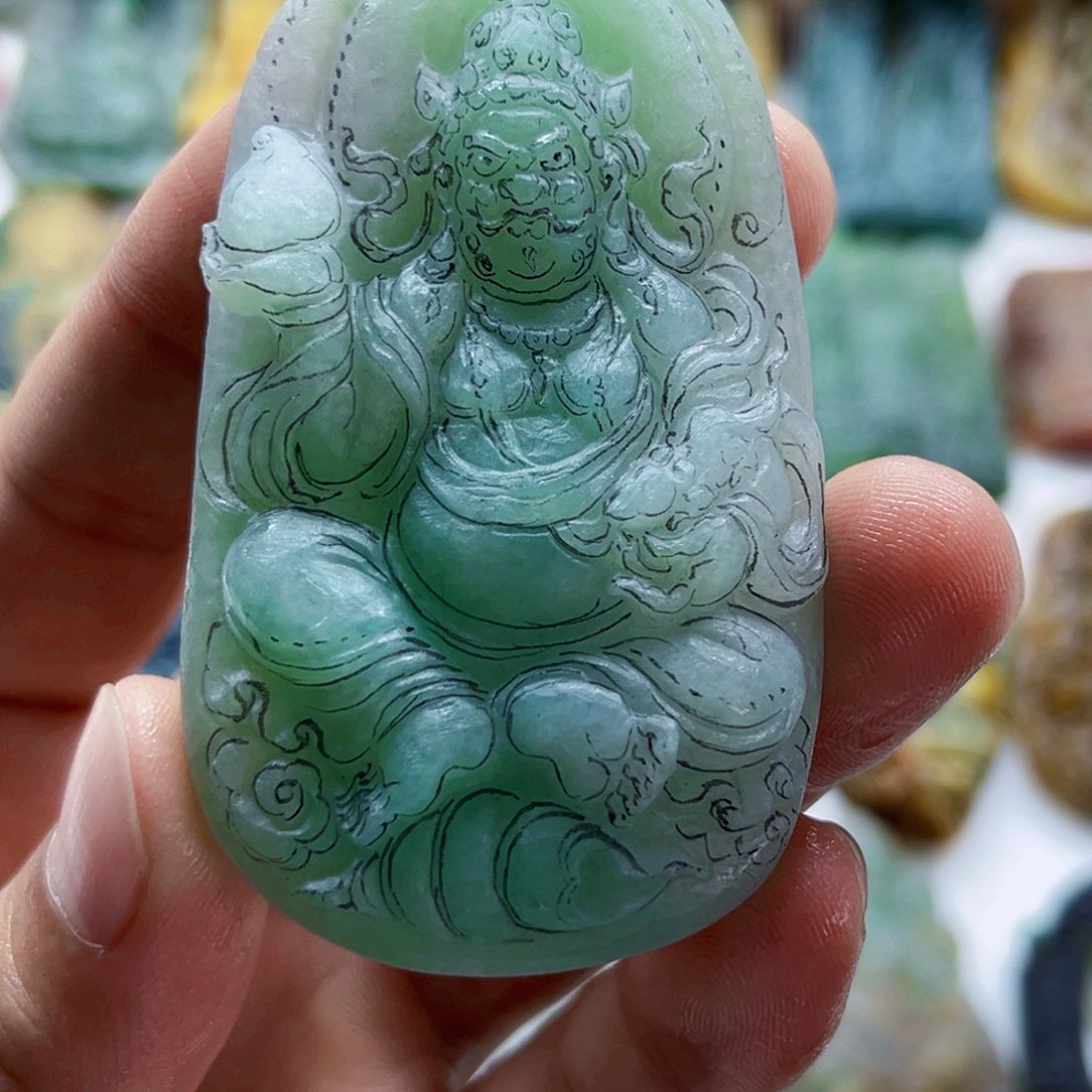 陌***陌定制翡翠未镶嵌定制翡翠未镶嵌财神挂件不退不换