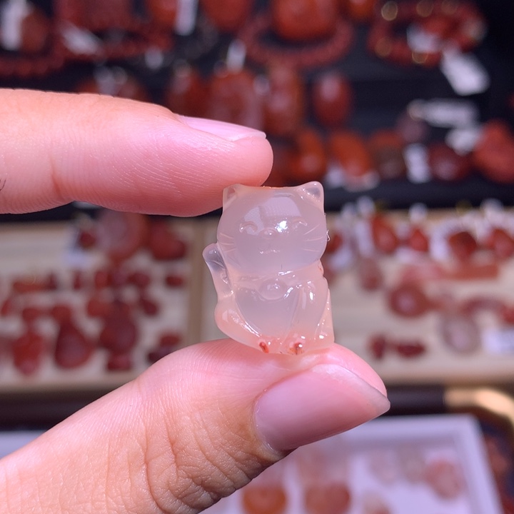南红玛瑙未镶嵌珠宝半成品招财猫