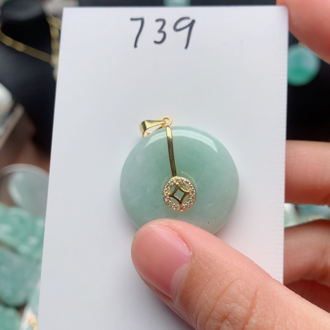 翡翠颈饰银S925镀金镶嵌吊坠