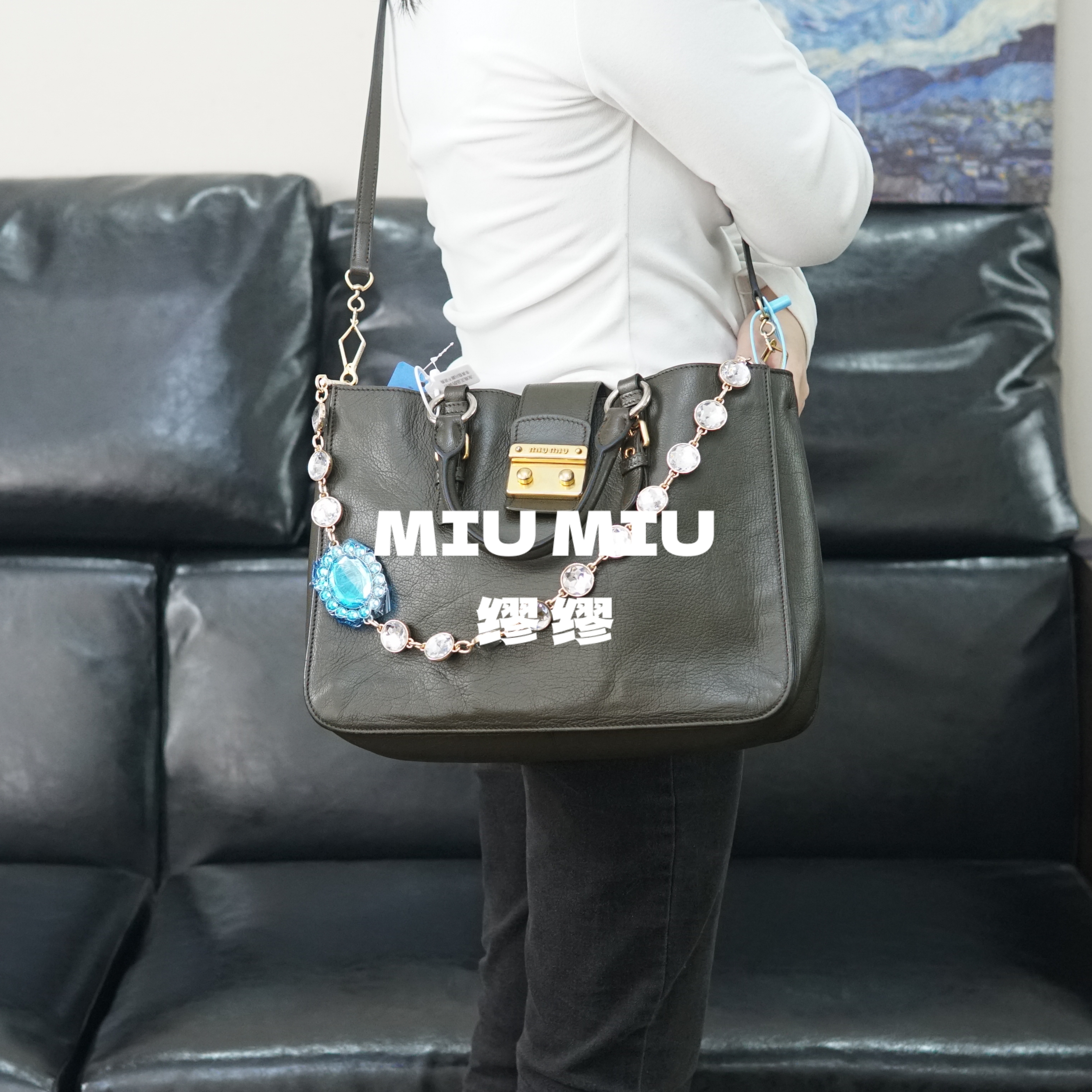 95新 MIU MIU/缪缪  miumiu/绿色金扣链条包/FYEE03614004/4004