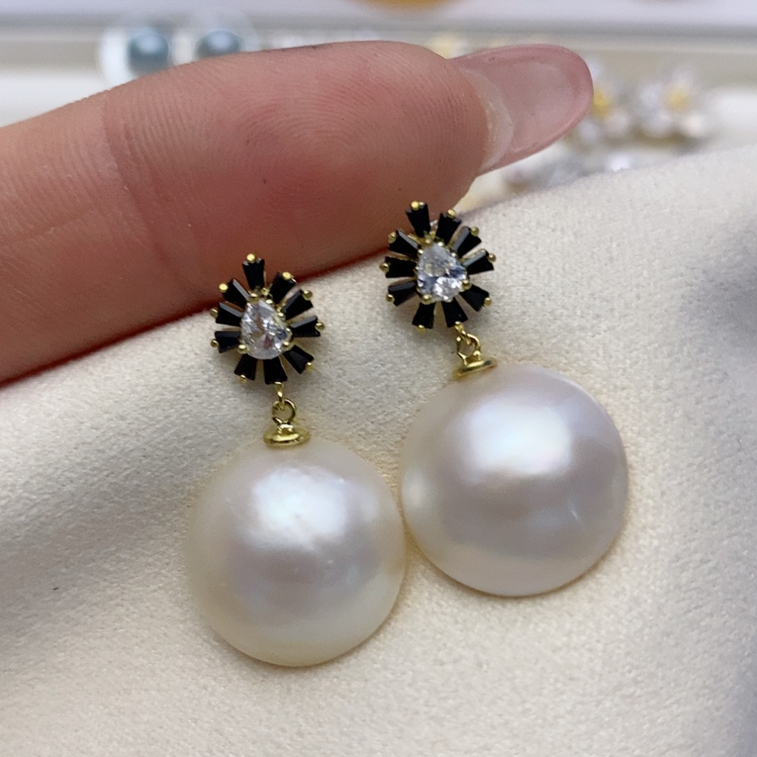 【闪购商品】拼合珍珠（马贝珠）耳饰银S925镶嵌20