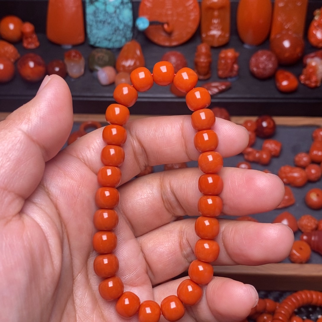 南红玛瑙配饰未镶嵌老型手串