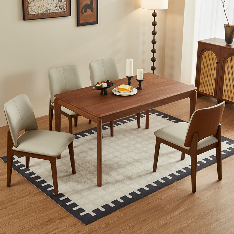 顾家家居木艺实木餐桌榆木餐厅中式餐桌长方形饭桌书桌PT8096T