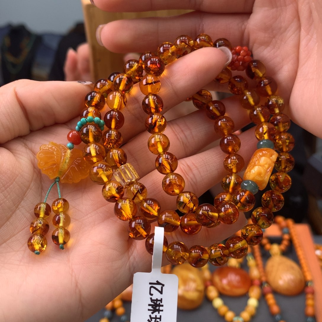 琥珀（花珀）手串未镶嵌天然