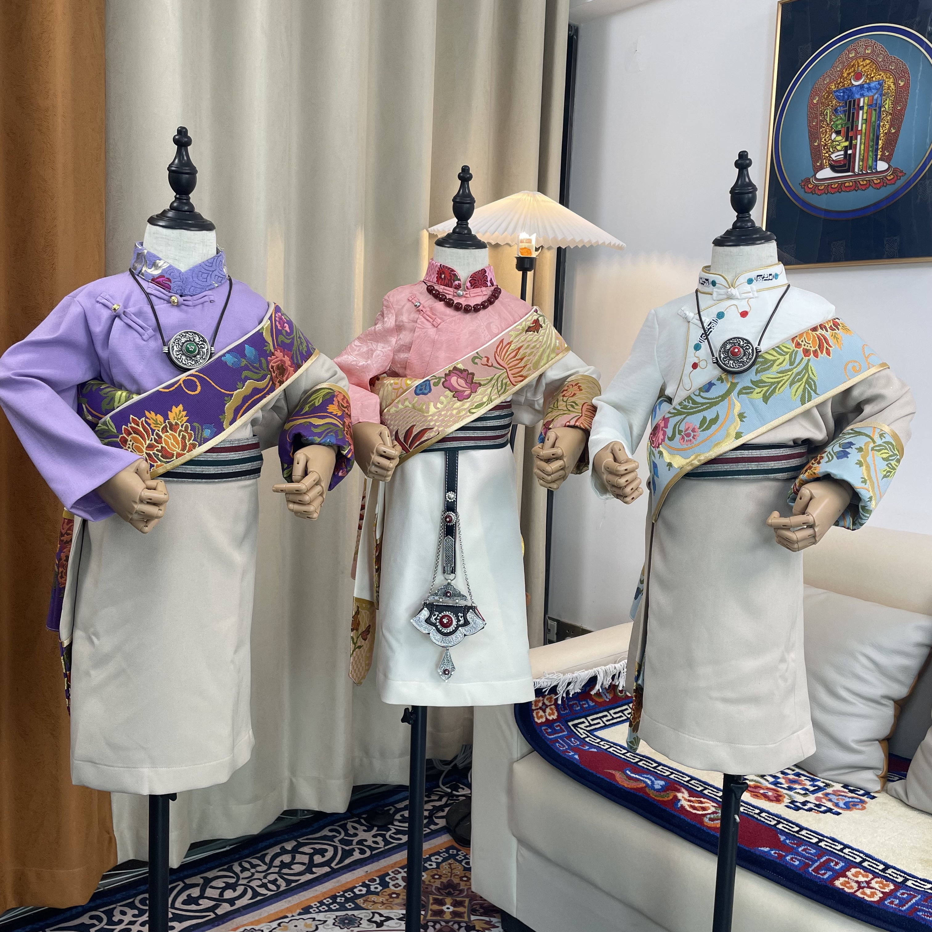 【进口金卡】儿童藏式特码春秋款藏服传统经典女孩藏袍