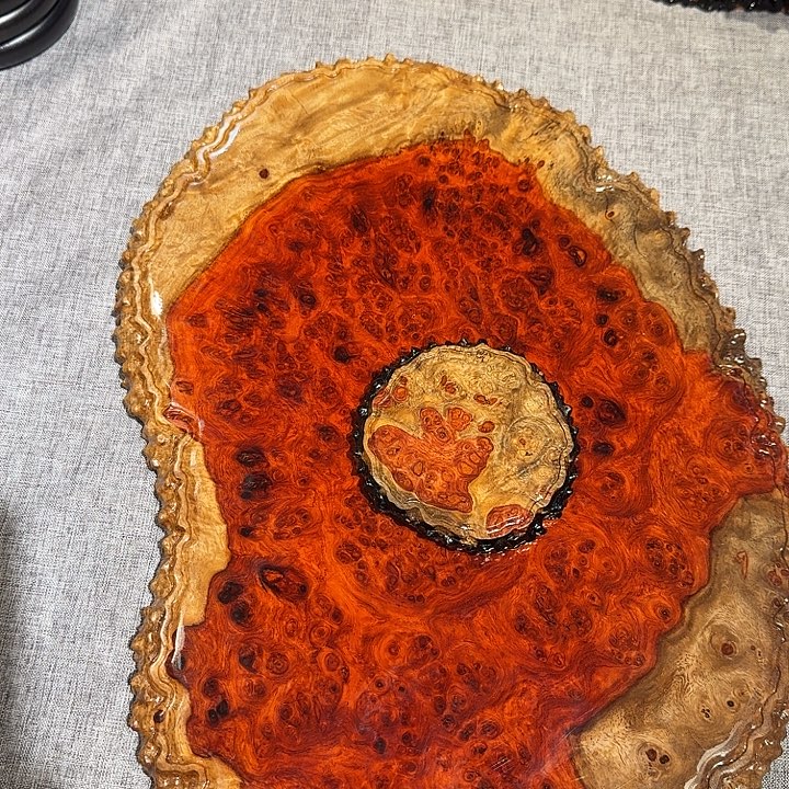缅甸花梨瘤疤双色干泡台39.5/26/1.5（送1个杯垫）