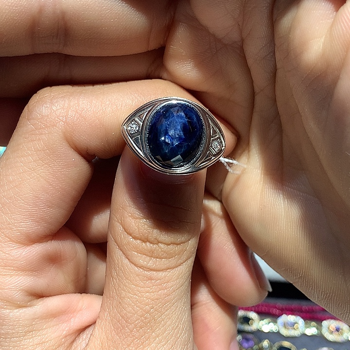 蓝宝石戒指银S925镶嵌