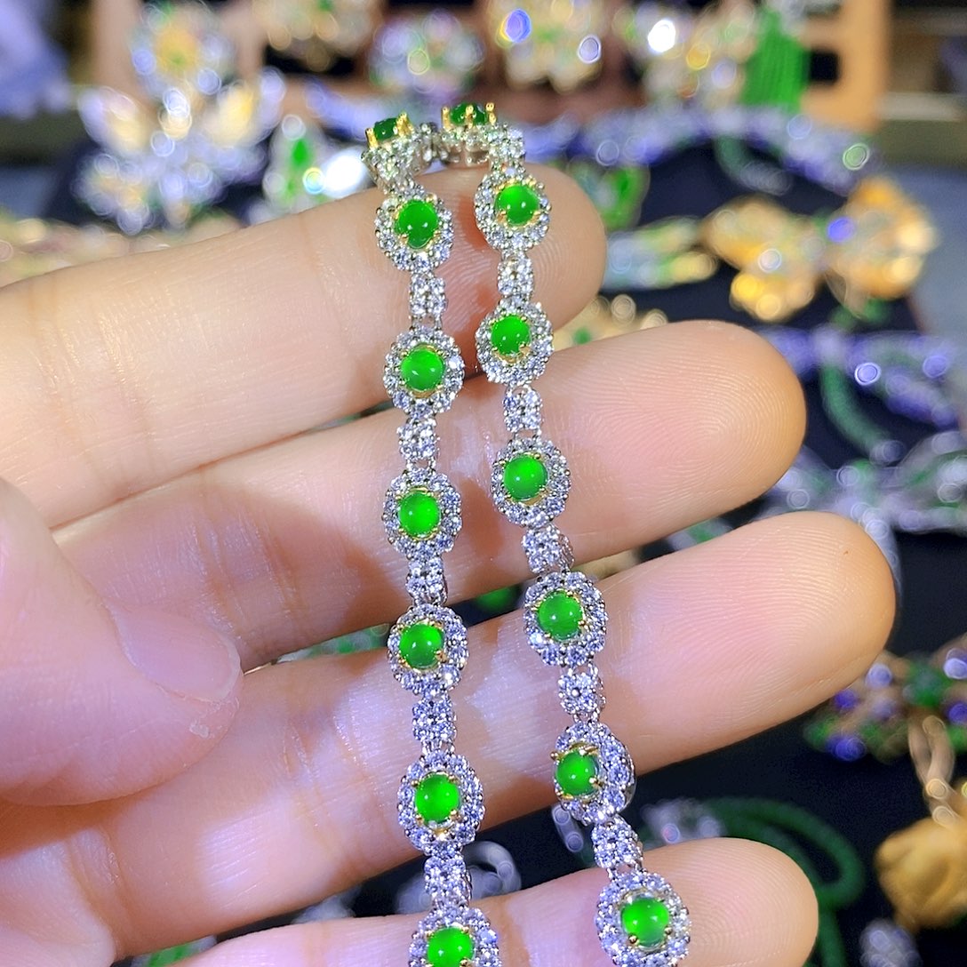 吊坠(不含链)银S925镶嵌翡翠