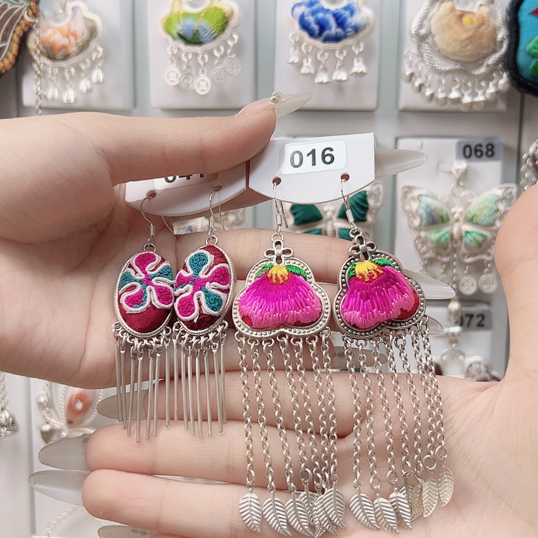 核桃手串/手链刺绣耳环