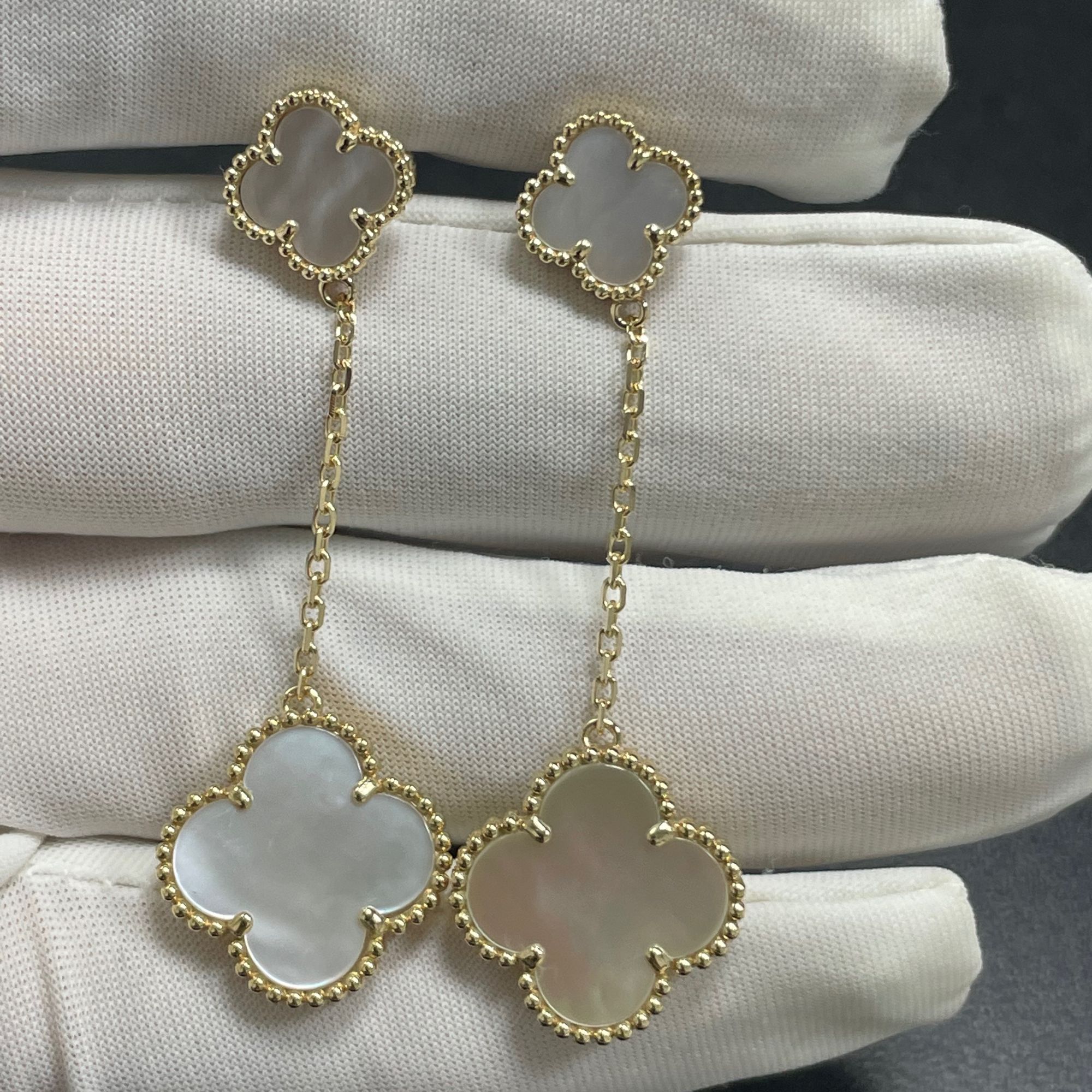 【CHERISH】18k  k黄 贝母四叶草耳钉