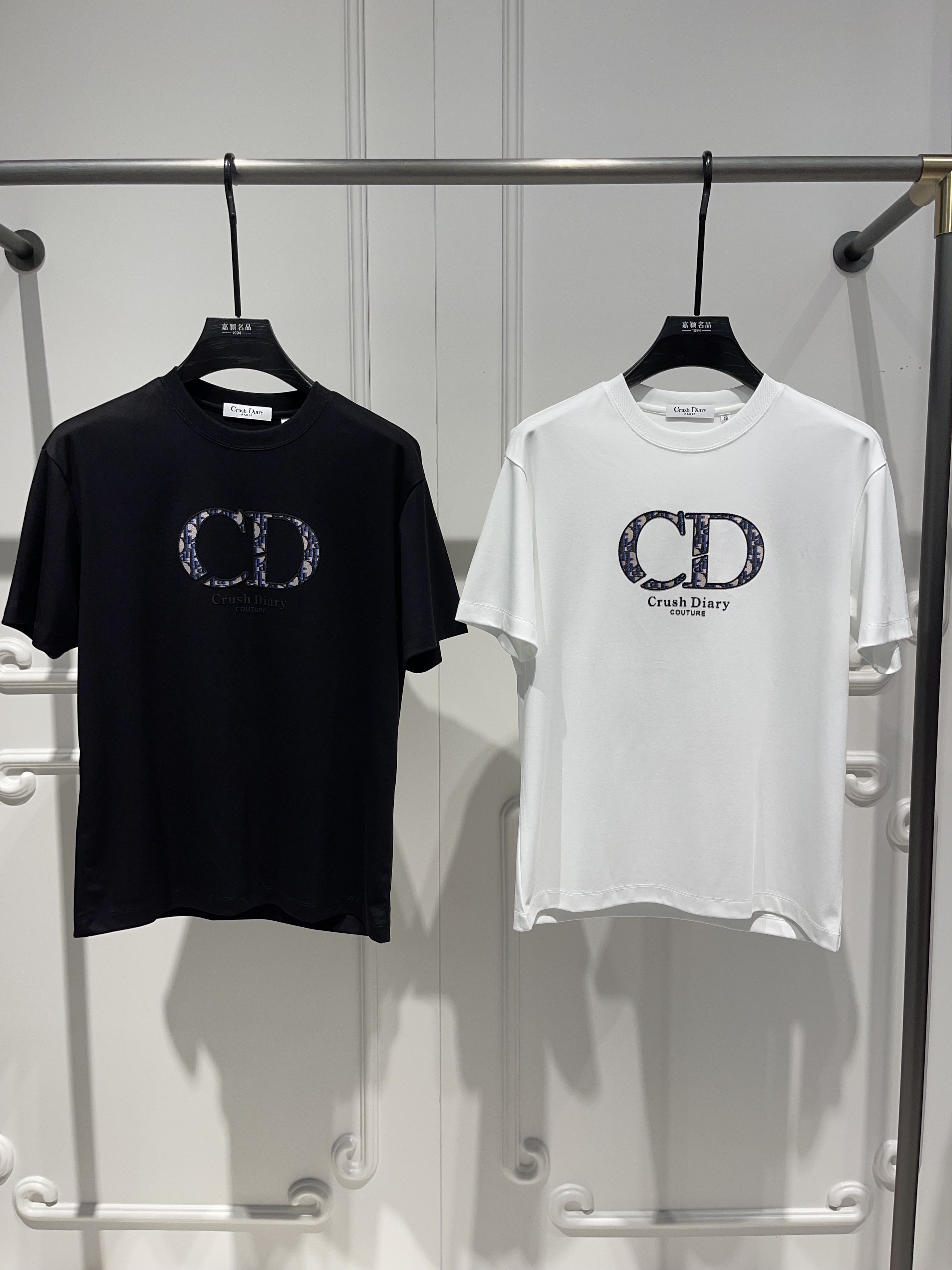 【CD品牌】夏季新款男士时尚潮流百搭黑白休闲t恤衫圆领短袖t恤