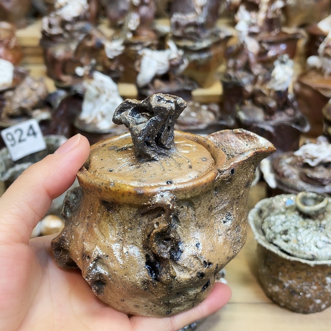 瓶柴烧粗陶手捏宝瓶