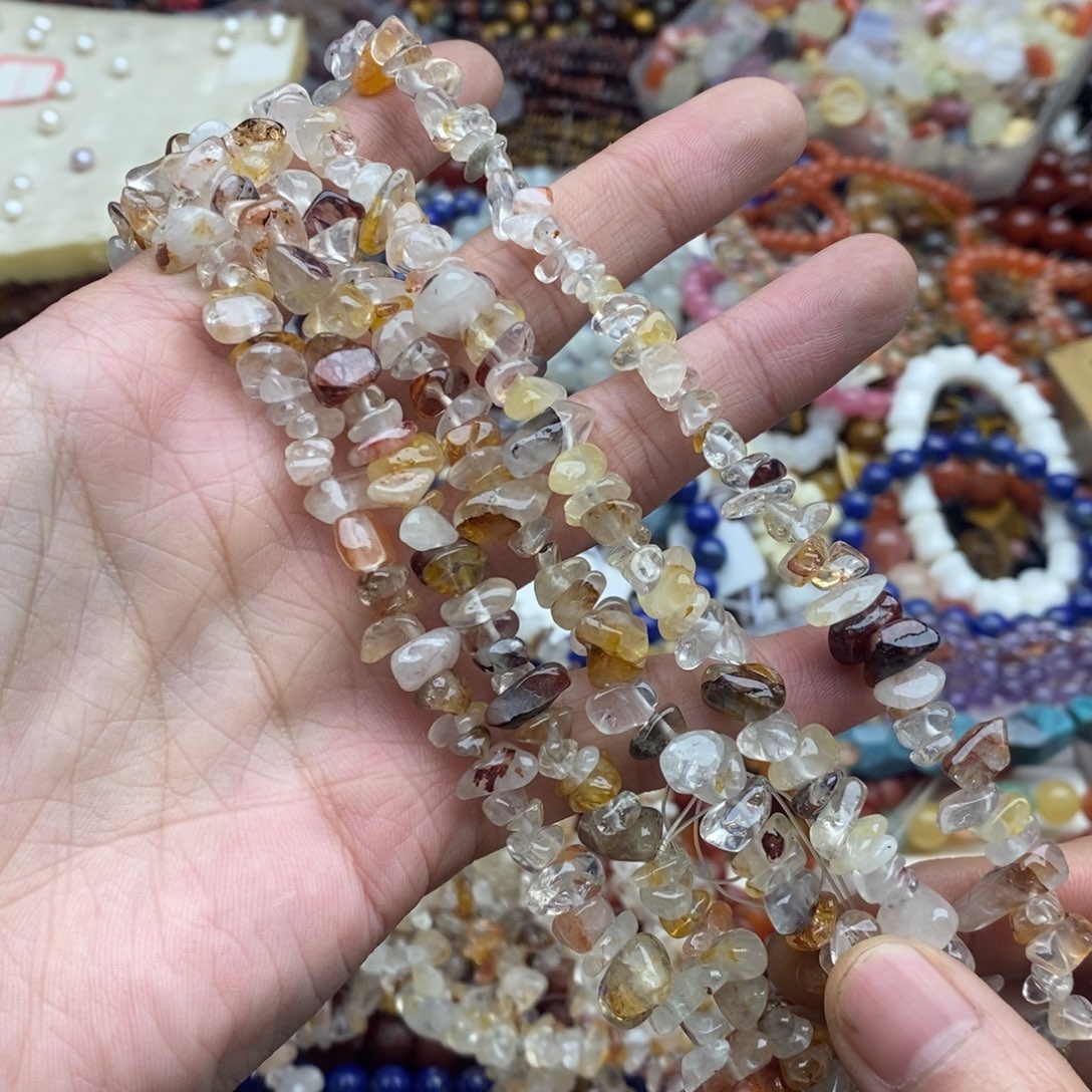 玛瑙/玉髓未镶嵌珠宝半成品一条天然胶花水晶毛衣链碎石