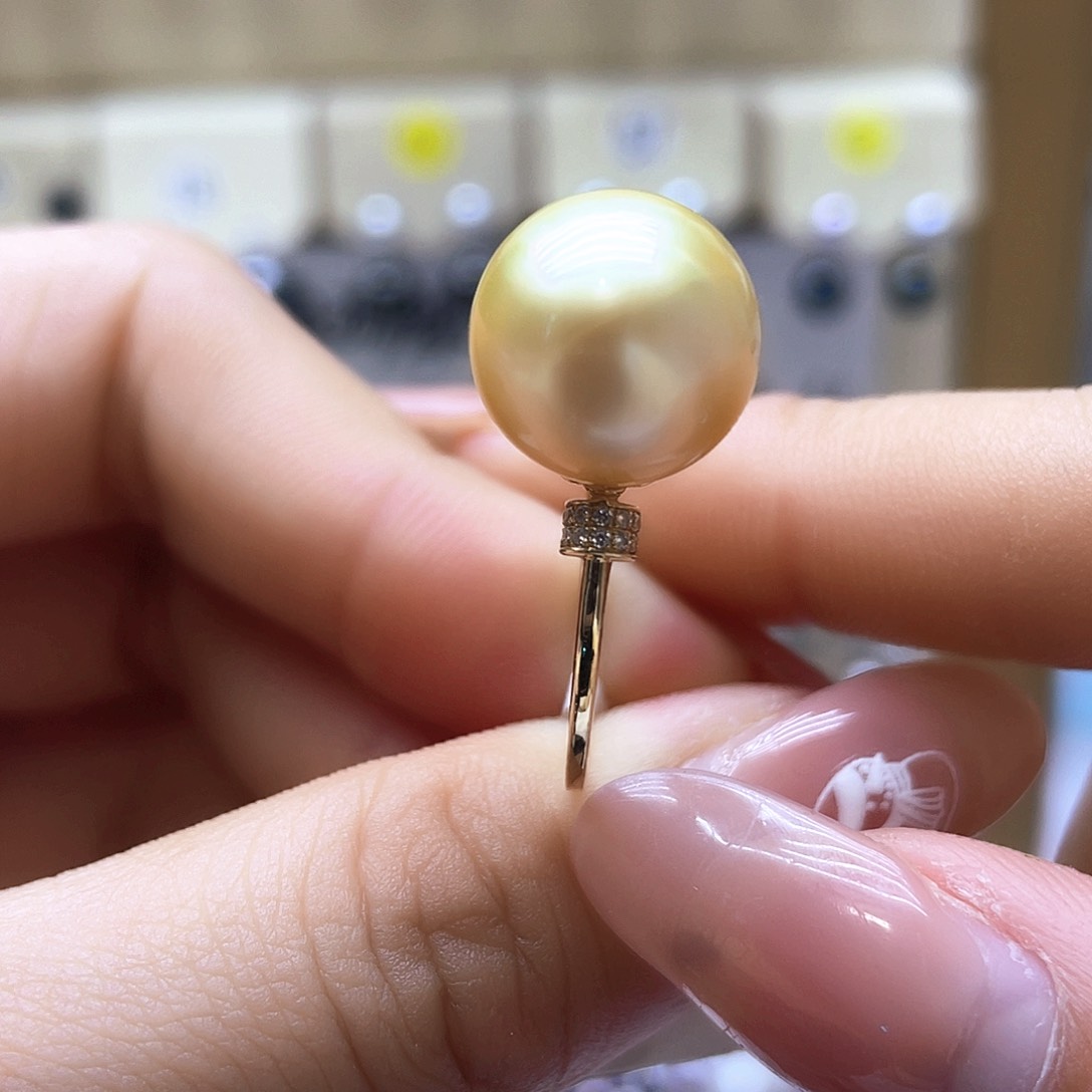 海水珍珠戒指18K金镶嵌