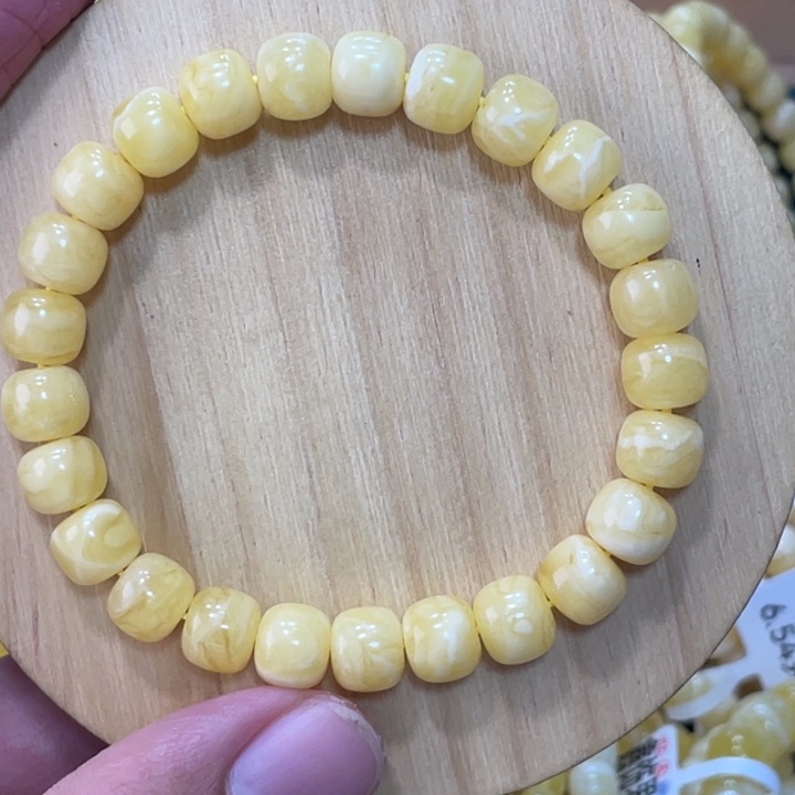 琥珀手链未镶嵌八毫米虎皮纹