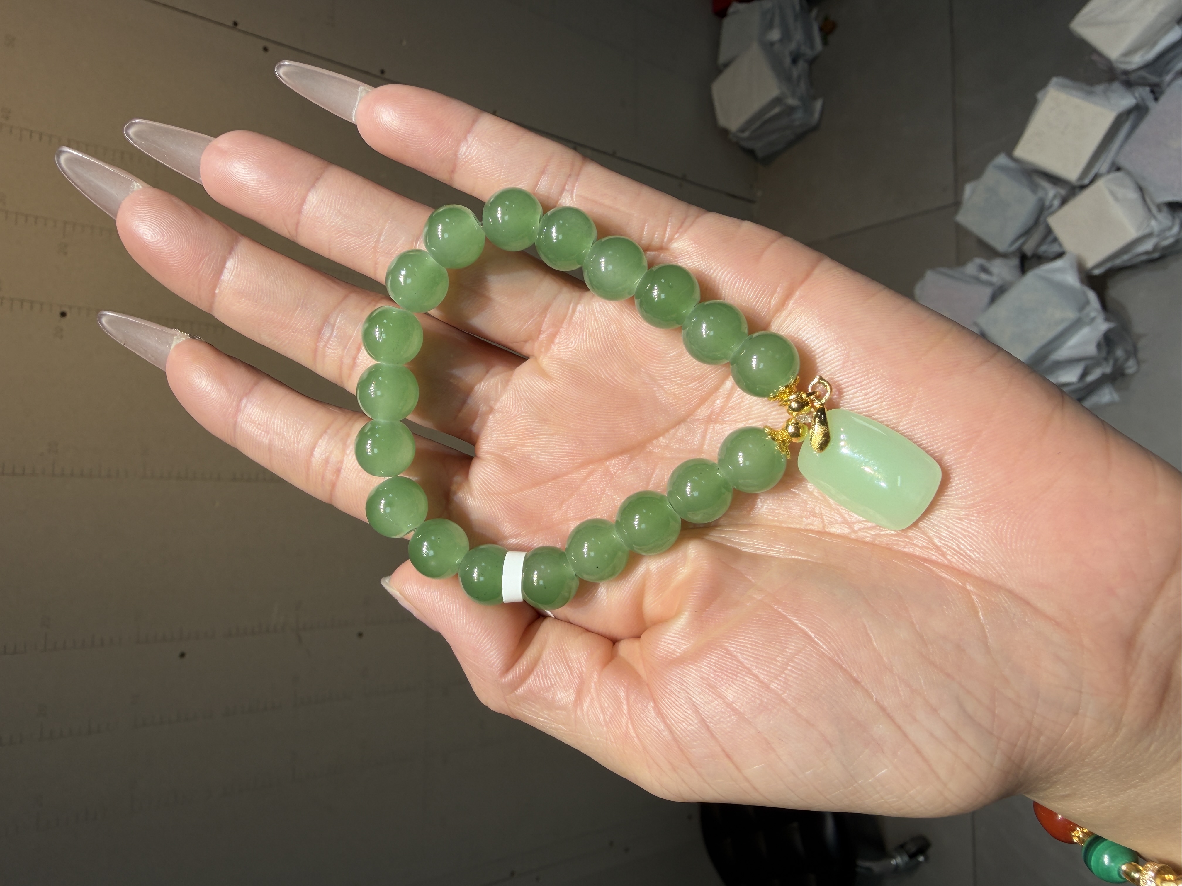 高级绿色单圈设计手串S1133-1