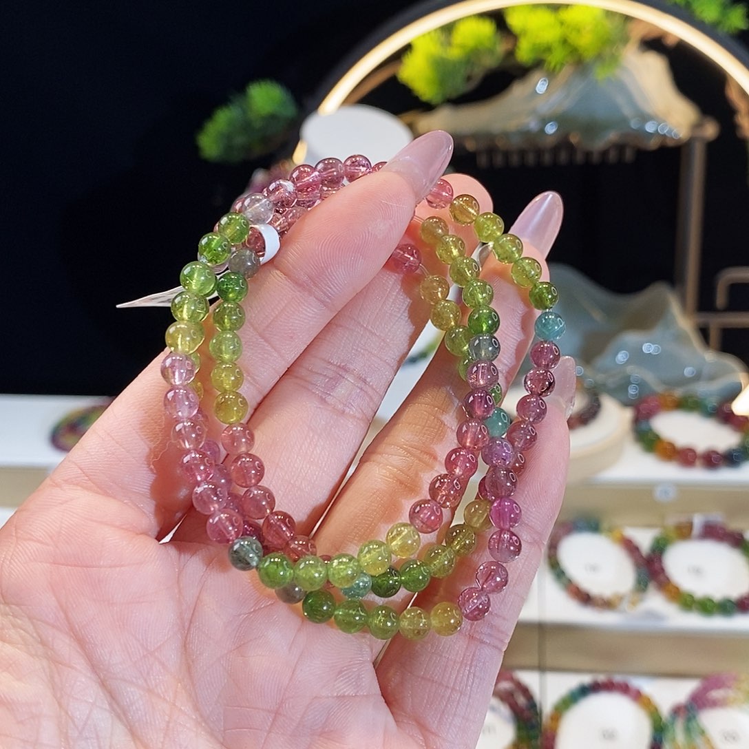 碧玺手串未镶嵌G2055三圈颜色微差