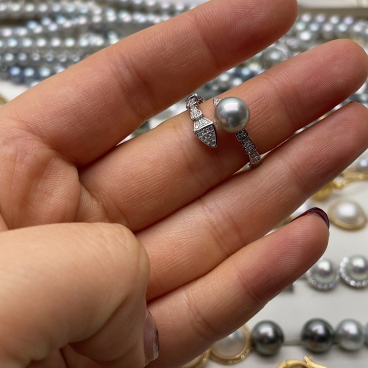 海水珍珠戒指银S925镶嵌