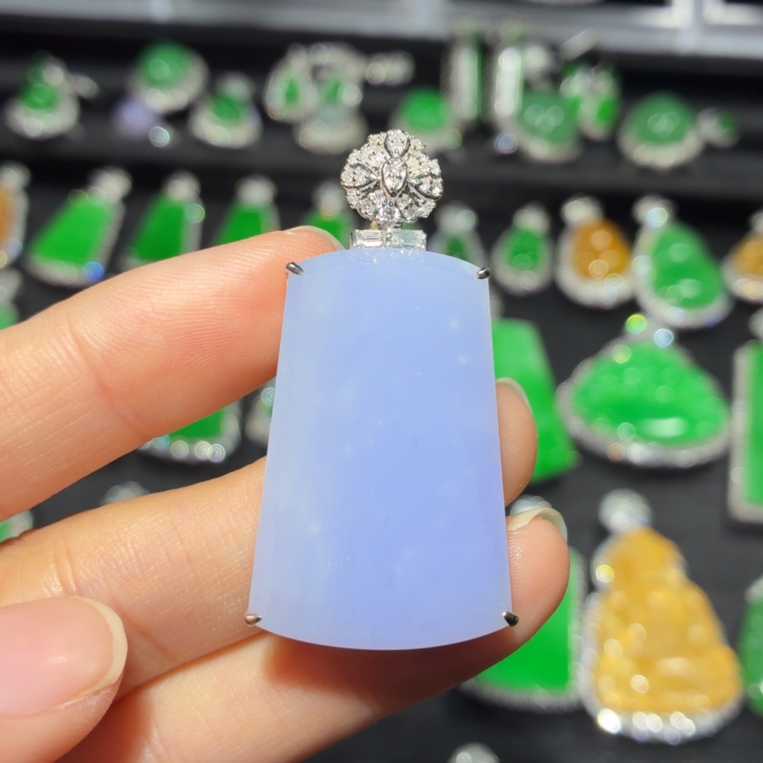 翡翠18K金镶嵌吊坠(不含链)147号