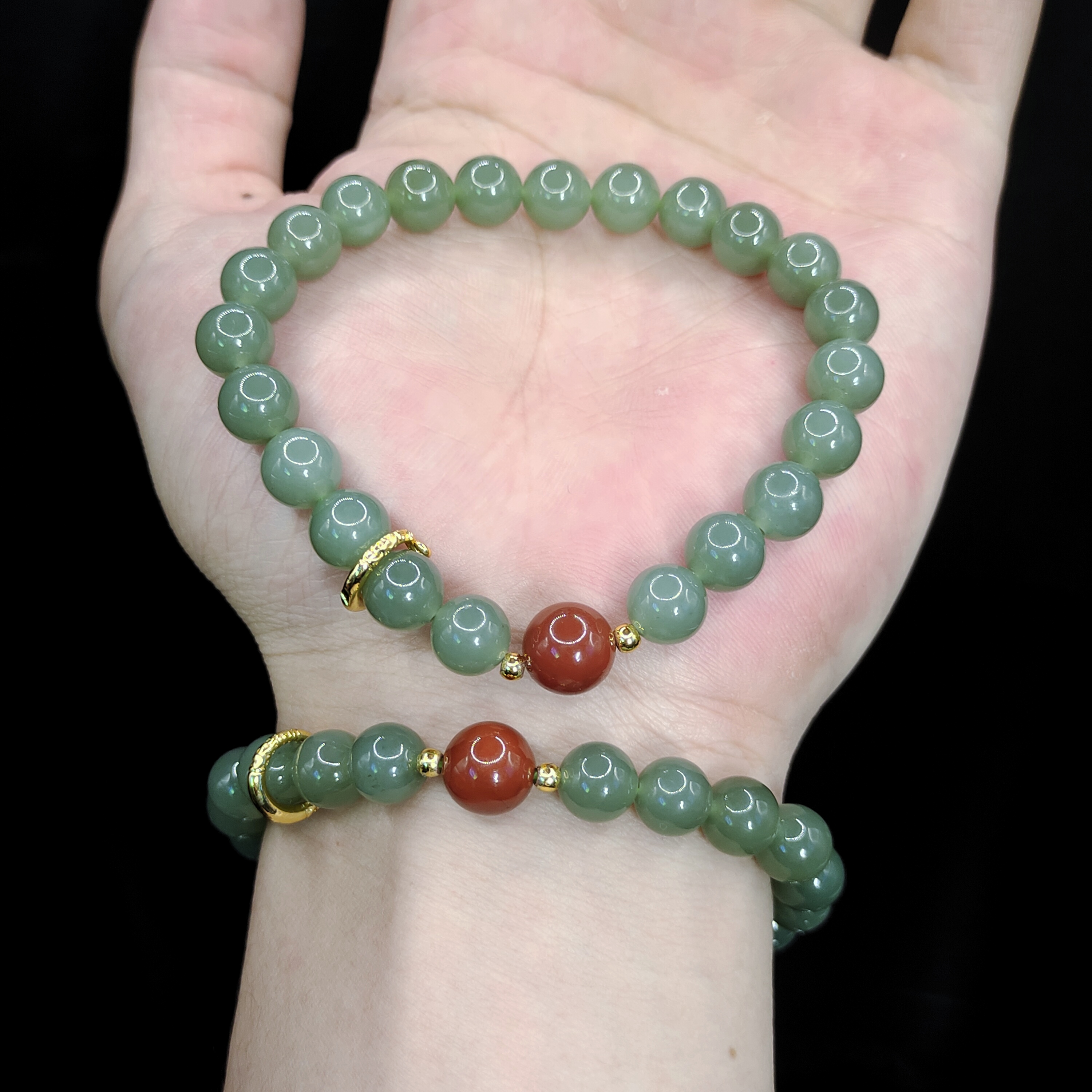 【李想精选】和田玉DIY单圈手串C4【多样性发其一】约8mm