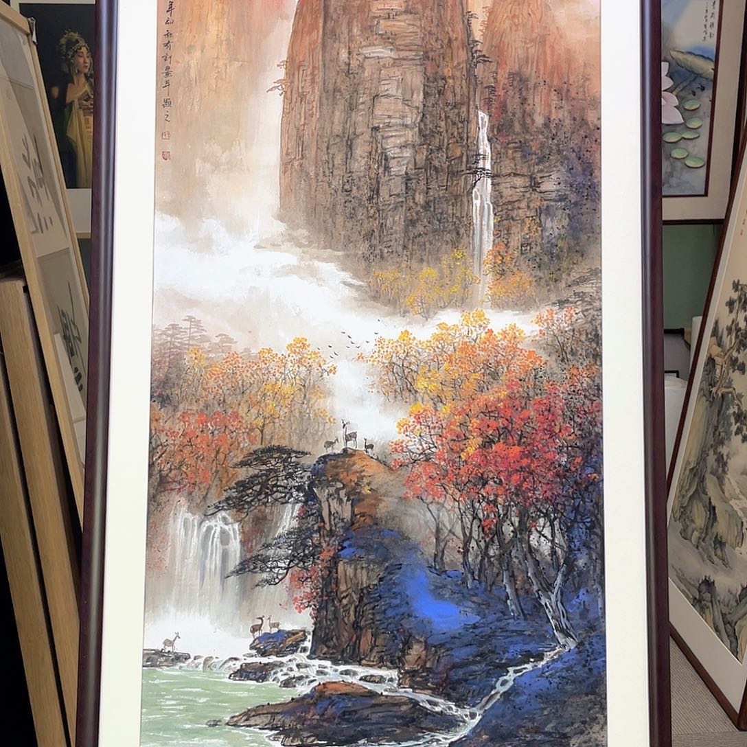 糖****国画手绘国画，精品山水，带框