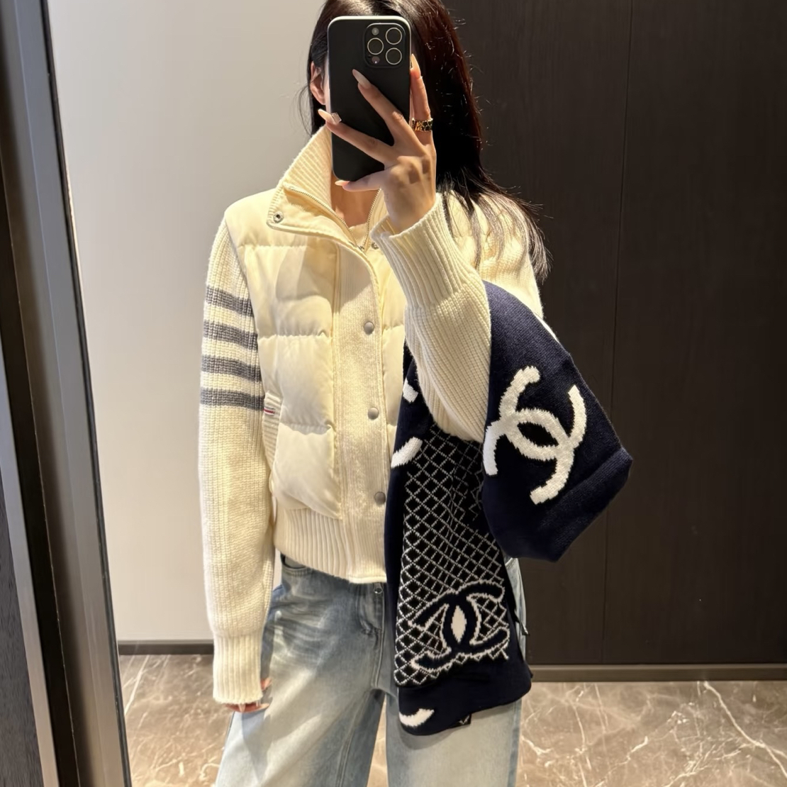 【lunan】肆杠拼接短款羽绒服外套