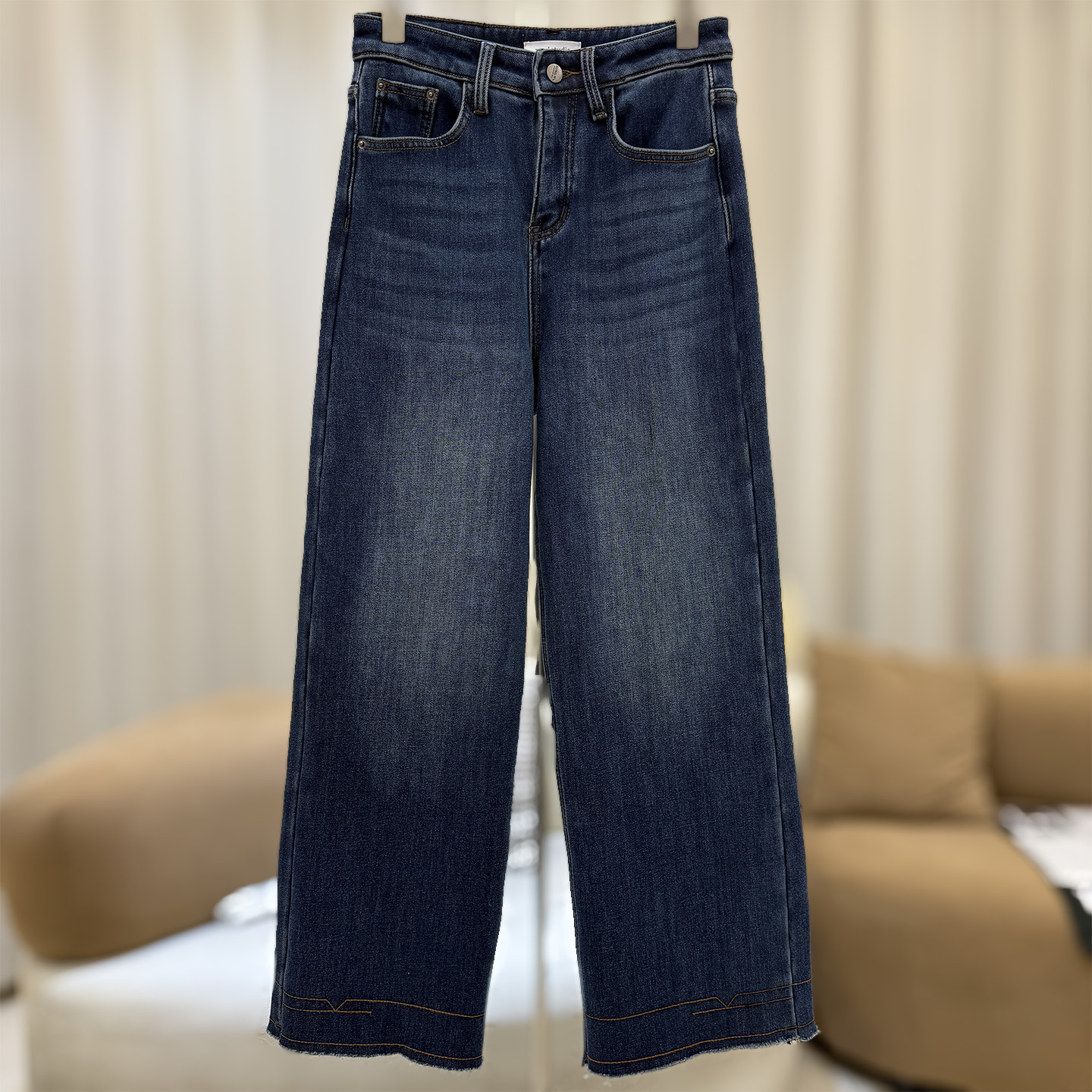 zaw大码九分加绒直筒阔腿牛仔裤女秋冬显瘦胖mm腿粗胯宽裤子25477