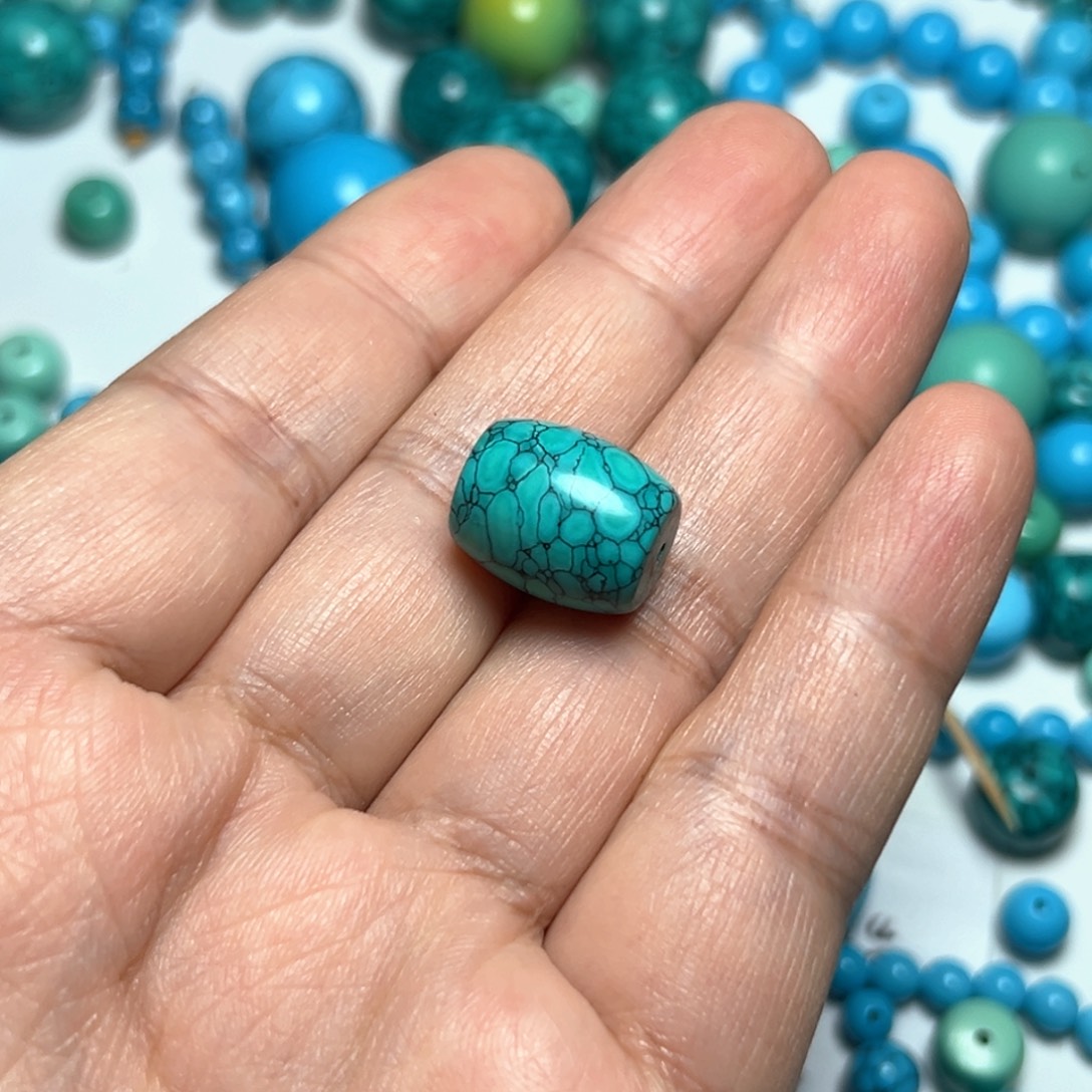绿花桶珠顶珠路路通锁骨珠尺寸13+/15+