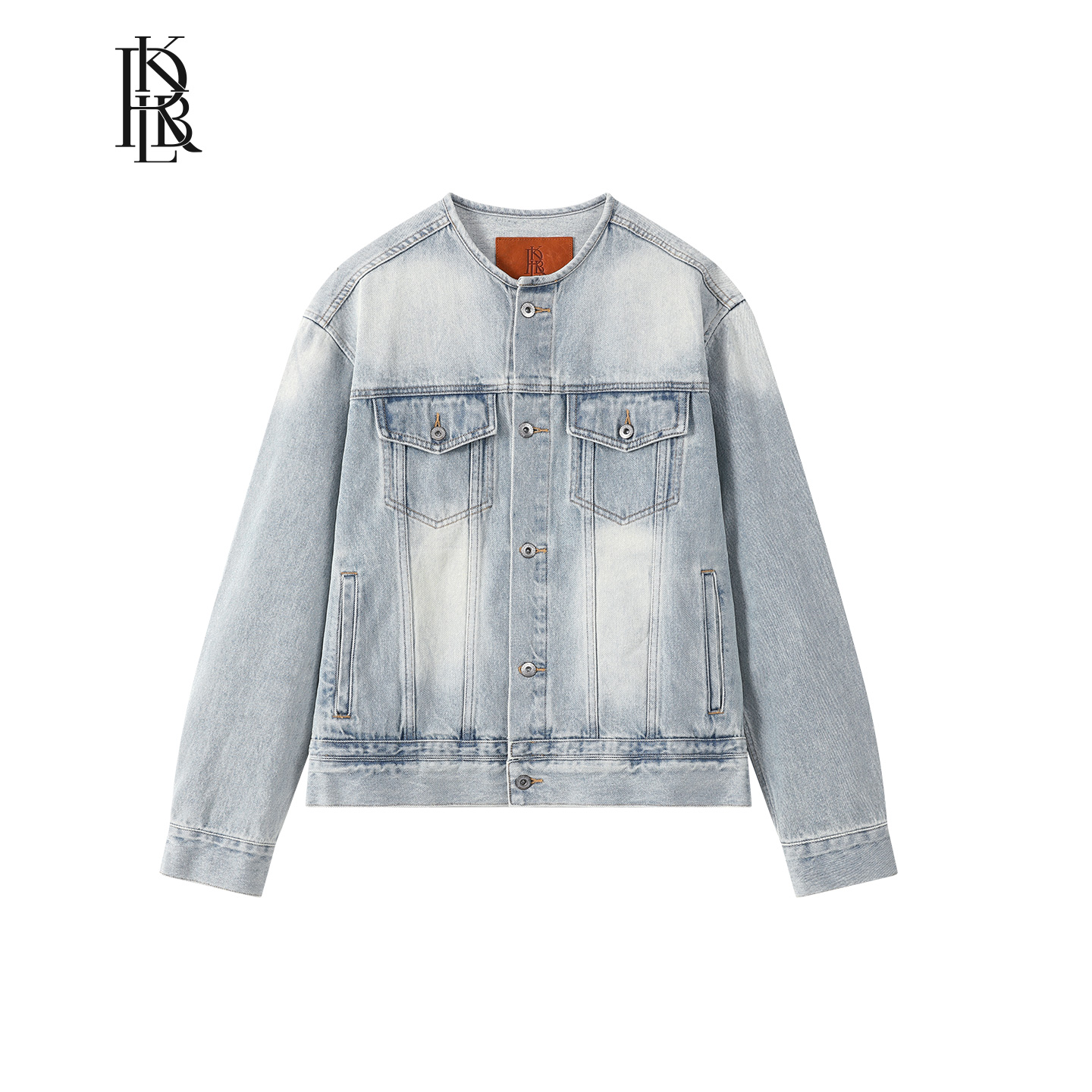 【李现同款】蓝布屋美国康龙14盎司宽松无领水洗牛仔夹克KRBLDNM560