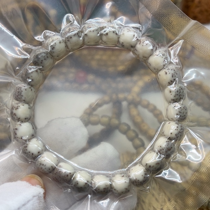 星月菩提手串原生态石玉料大留白卡9