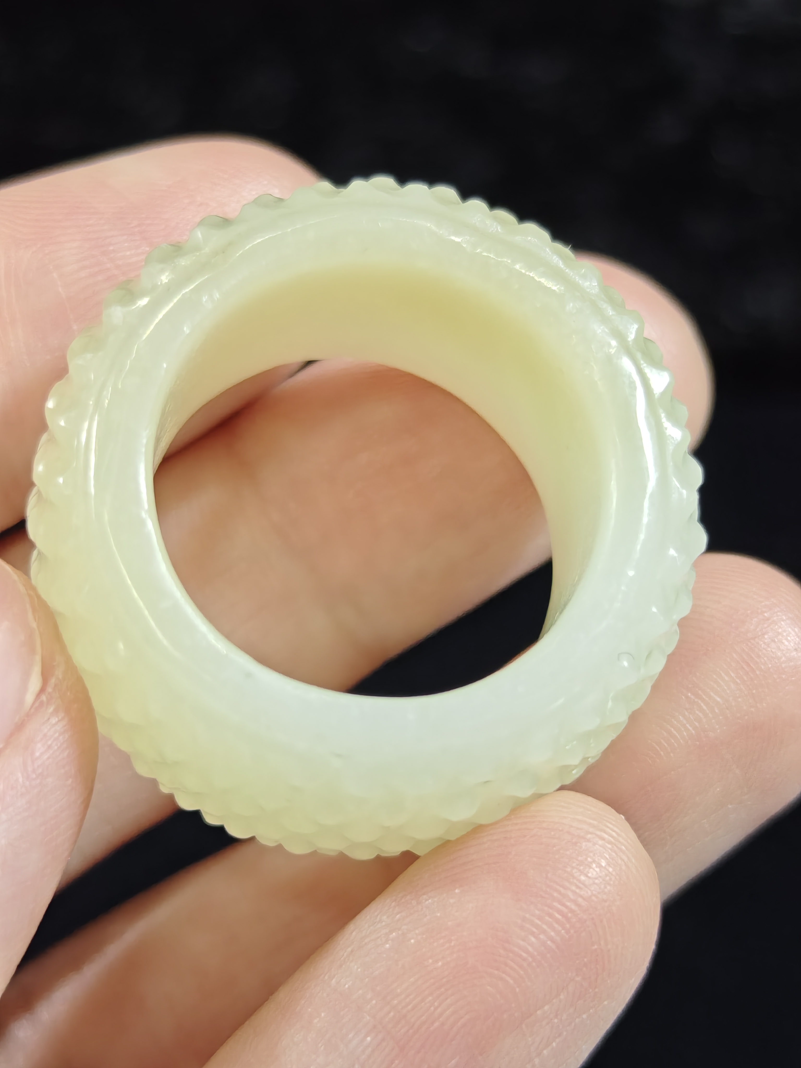  旧藏天然和田玉扳指手把件配饰20克内径22mm外径33mm