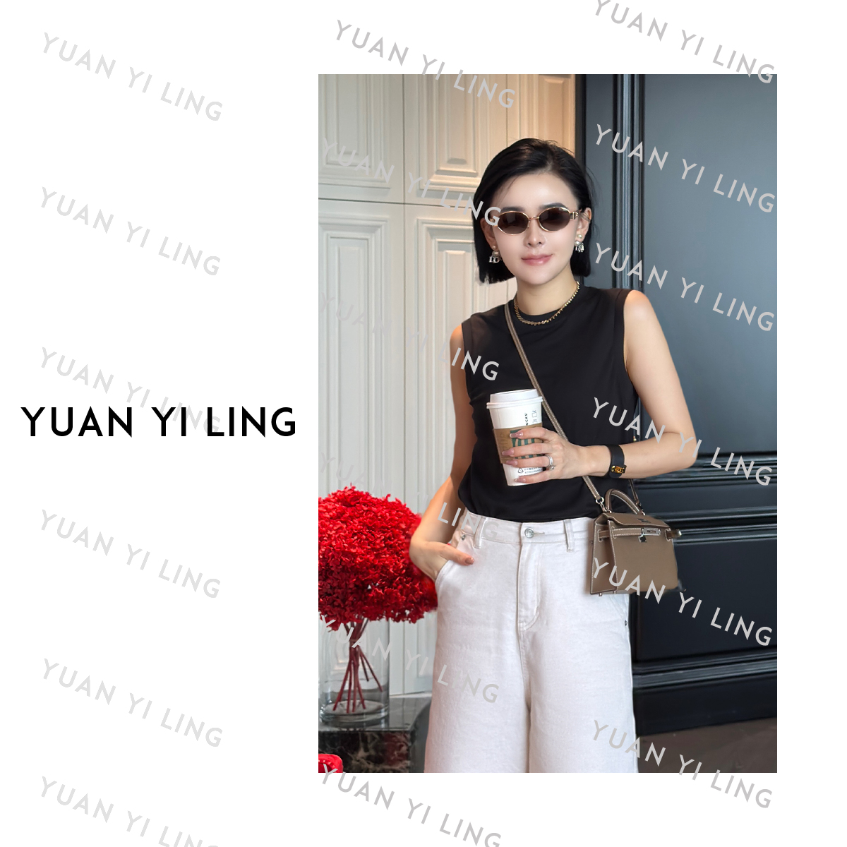 袁艺灵【百搭无袖t】四季款32支100%精梳棉多色圆领无袖T恤