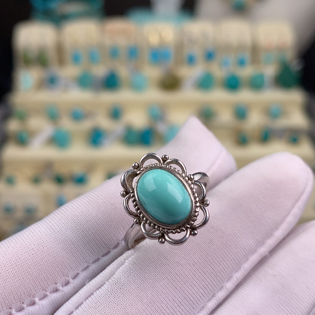绿松石银S925镶嵌戒指