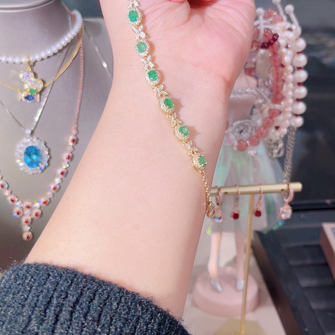 橄榄石手链银S925镶嵌