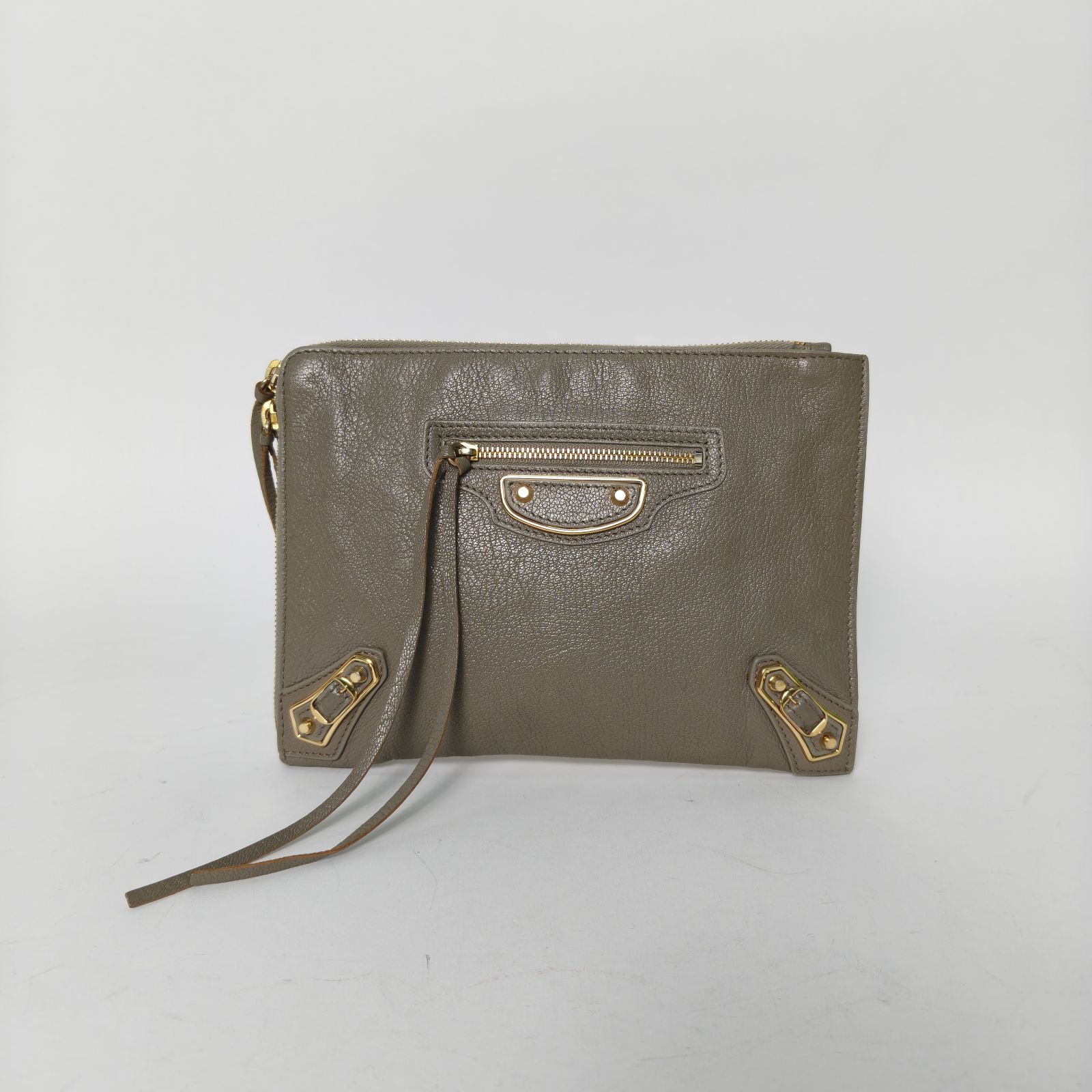 95新 Balenciaga/巴黎世家 小花Jerry活动机车手拿包 灰色 