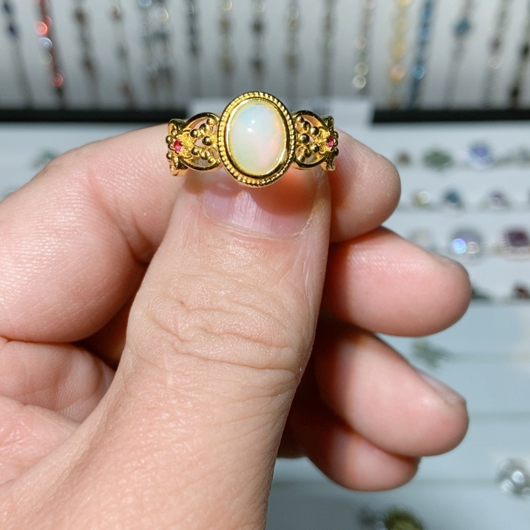 绿水晶戒指银S925镶嵌