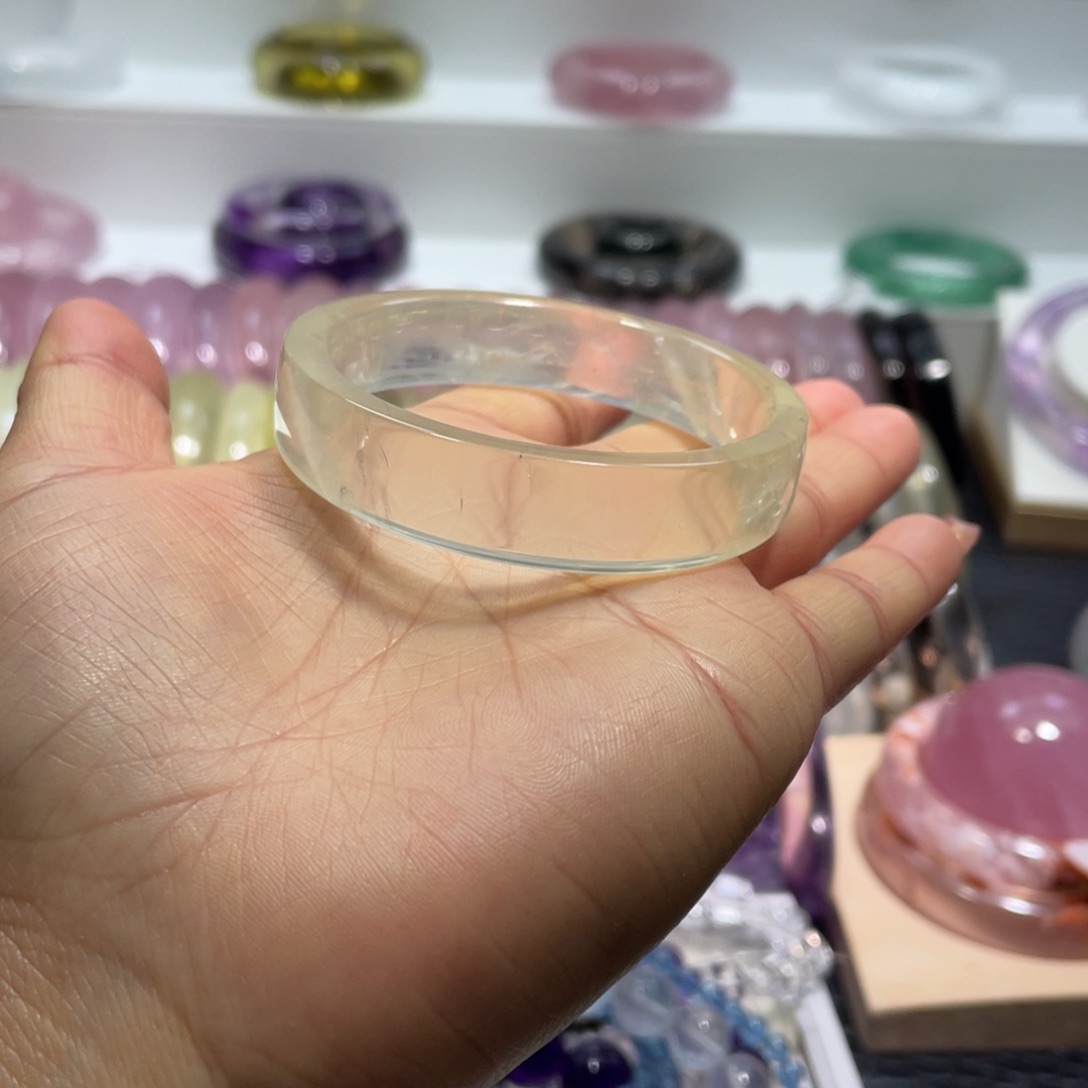 水晶手镯52圈口9号未镶嵌